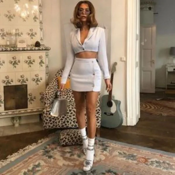 House of CB Rania Skirt Light Blue Size Small - Picture 6 of 8